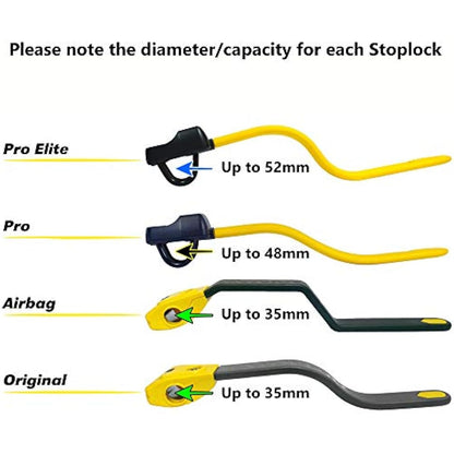 Stoplock Pro Elite Car Steering Wheel Lock HG 150-00 - Safe Secure Heavy Duty Anti-Theft Bar - Universal Fit - Includes 2 Keys and Carry Bag, Black/Yellow, 1 Unit