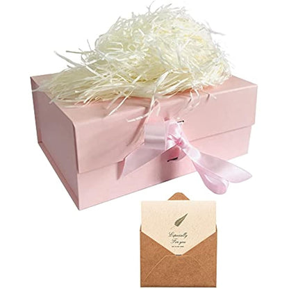 Pale Pink Gift Box, 23.5 x17 x10 cm Gift Box with Magnetic Lids and Silk Ribbon Specially Designed for Present Birthdays, Holidays, Anniversaries Gift Packaging