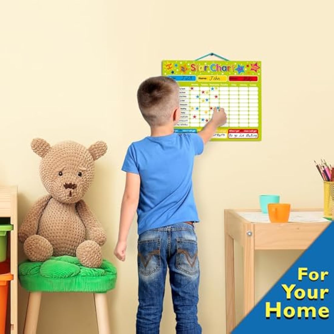 Multi-Purpose Magnetic Reward Star Chart - Durable 40x30cm Board for Behaviour & Task Tracking