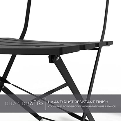 Grand patio Bistro Set 3 Pieces, Garden Furniture Set, Folding 2 Chairs and 1 Table, Weather-Resistant, Patio Table Chairs for Balcony,Yard, Garden Black