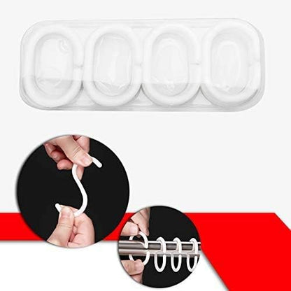 Plastic Shower Curtain Rings Hooks for Bathroom Shower Window Rod 24 Pack White