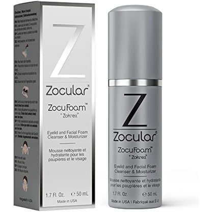 Zocular ZocuFoam Eyelid Cleanser 50ml - Foaming Eyelid Scrub for Blepharitis, Demodex and Inflammation - Stye Treatment for Eyes - Natural pH Balanced Treatment
