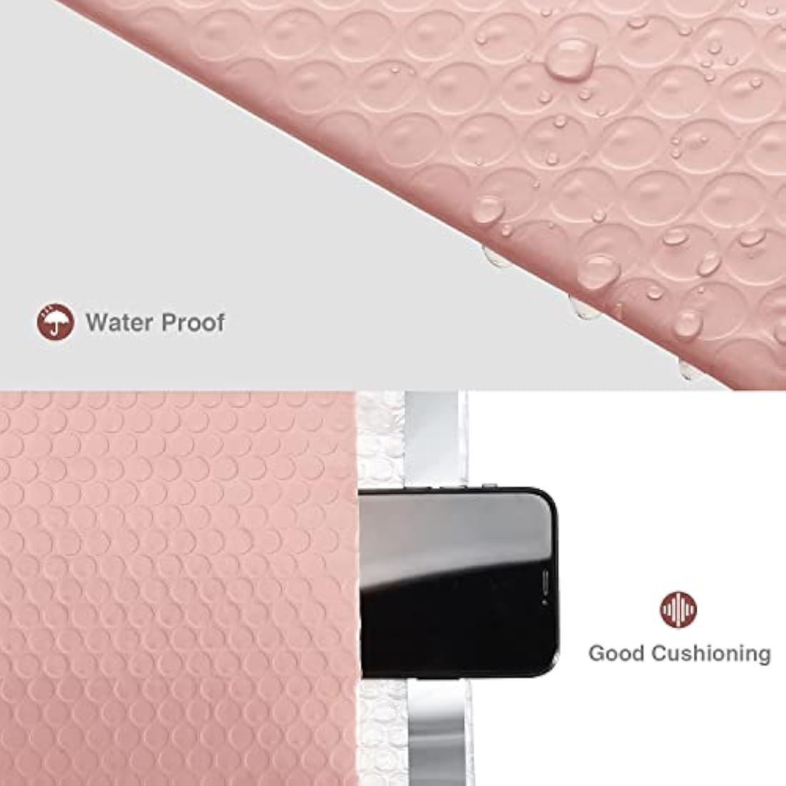 Switory 100Pcs Poly Bubble Mailers, 15.3x22.9cm Padded Envelopes Bulk, Bubble Lined Wrap Polymailer Bags for Shipping Packaging Mailing Self Seal Pale Pink (Inside Size: 15.3x22.9)