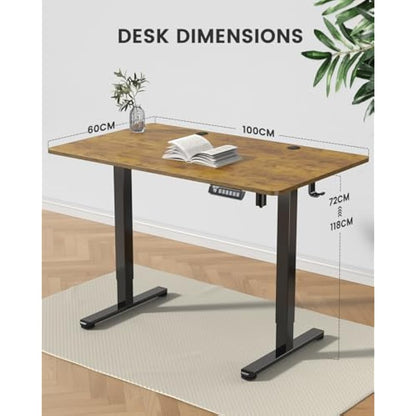 ErGear Electric Standing Desk Height Adjustable 100 x 60cm, Sit Stand Desk with 4 Memory Smart Pannel for Home Office with Splice Board