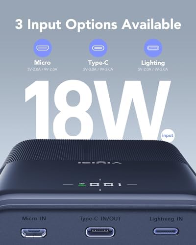VIYISI Power Bank 22.5W Fast Charging Battery Pack USB C Portable Charger with 4 Outputs & 3 Inputs for Samsung iPhone iPad Android Phones-Blue