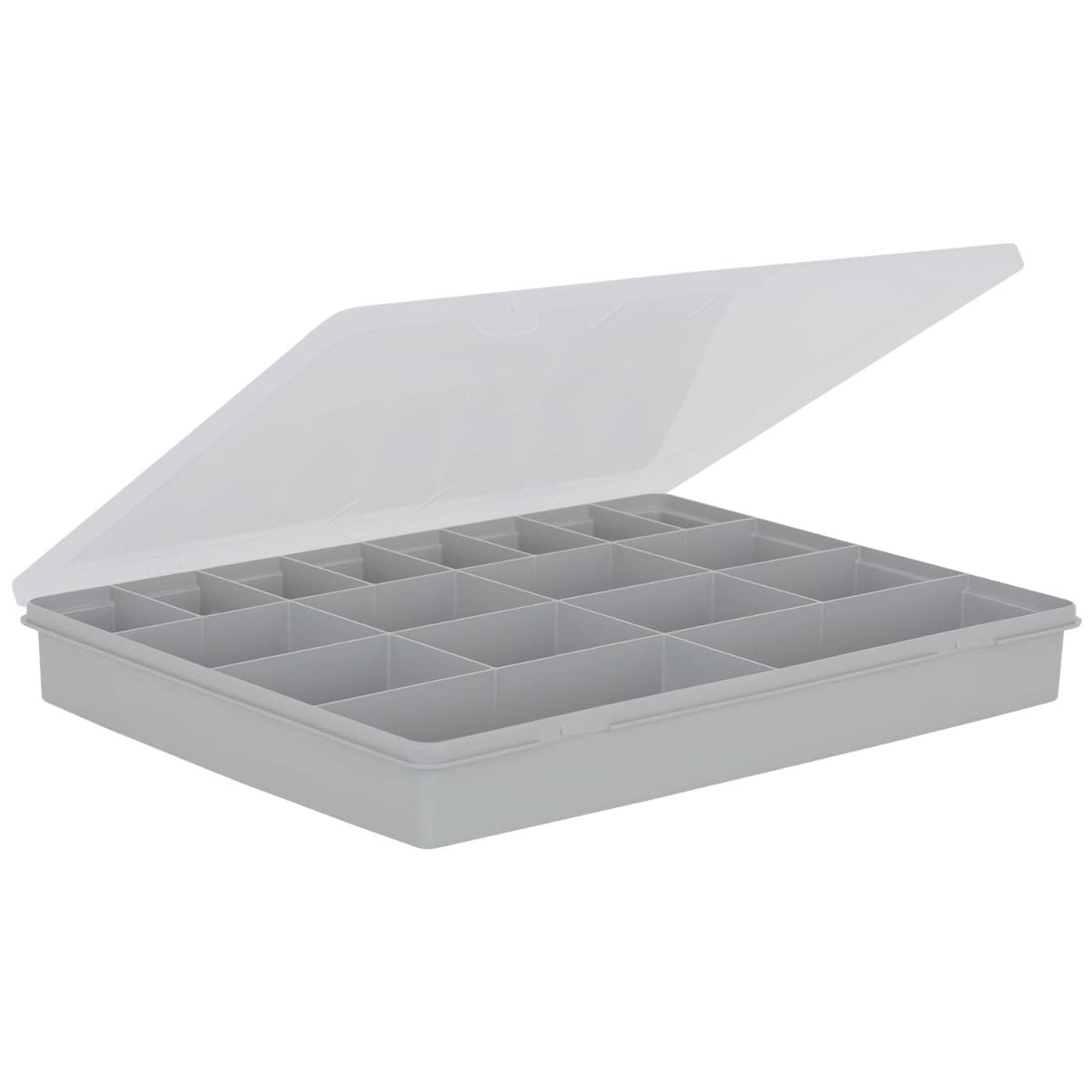 Wham 5.02 18 Division 38cm Plastic DIY Screws Nails Craft Organiser Box - Upcycled Soft Grey