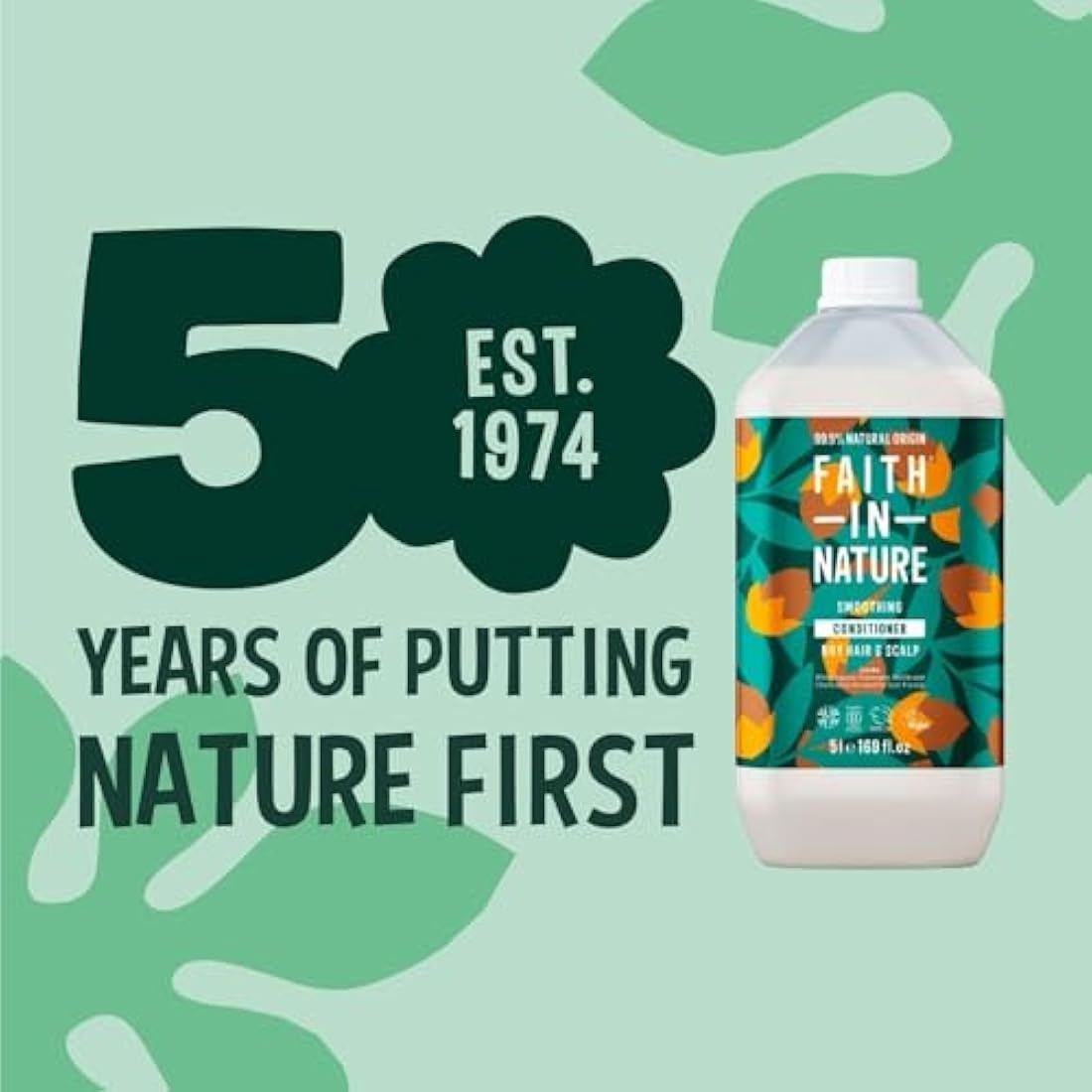 Faith In Nature Natural Jojoba Conditioner, Smoothing for Dry Hair & Scalp, Vegan & Cruelty Free, No SLS, Silicones or Parabens, 5L Refill Pack