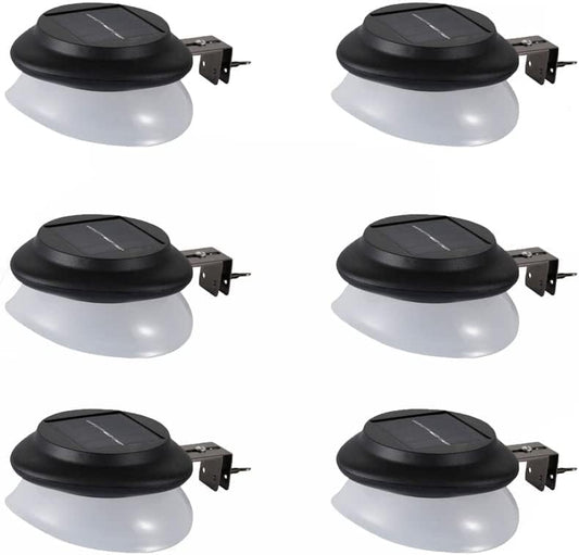 AVEKI Solar Fence Gutter Lights, 9 LED Solar Powered Garden Outdoor Lights Waterproof Security Lamp for Outdoor Garden Fence Wall Lobby Pathway (Black 6p)