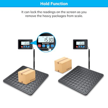 UNIWEIGH Postal Scales,440lbs x 10g Digital postage scales,Durable Alloy Steel Platform,Heavy Duty Scales for Packages/Warehouse/Luggage,Parcel scales with LCD/Hold/Tare function,batteries&USB Powered