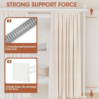 WELDUN Room Divider Curtain Rods, Floor Standing drapery rod, No Drill Damage Free Stand Alone Curtain Rods, Heavy Duty Vertical Tension Curtain