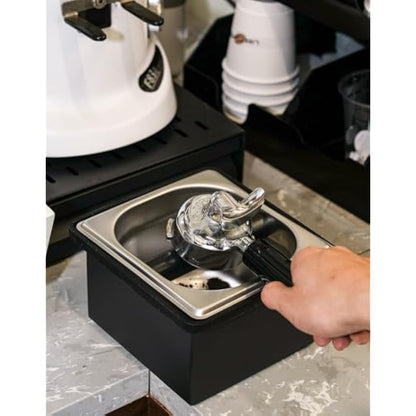 Coffee Knock Box, Espresso Knock Box Coffee Bin Barista Accessories Coffee Machine Accessories, Stainless Steel Small Coffee Knock Box Container with Silicone Knock Bar and Non Slip Base