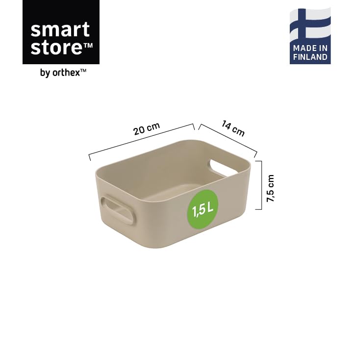 SmartStore Small Plastic Storage Box with Handles 8× 1.5 L | Organiser Basket for Bathroom, Laundry, Kitchen, Office Drawers and Shelves
