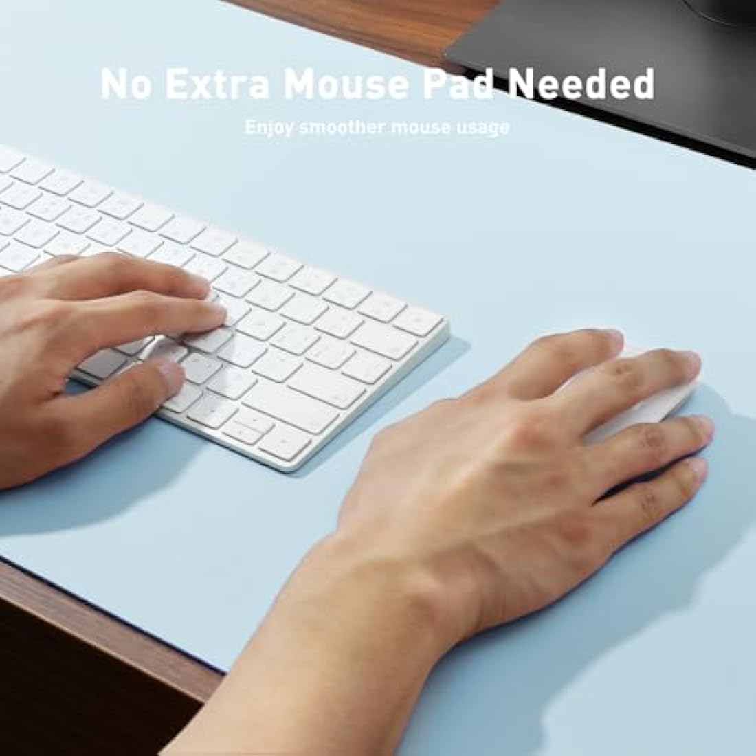 Aothia Desk Pad,PU Leather Desk Mat,Mouse Pad,Anti-Slip Desk Protector,Waterproof Desk Pad for Office and Home(60cmx35cm,Baby Blue)