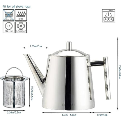 Easyworkz Stainless Steel 1500ml Teapot with Removeable Infuser Tea Maker for Fruit Herbal and Infusion Tea