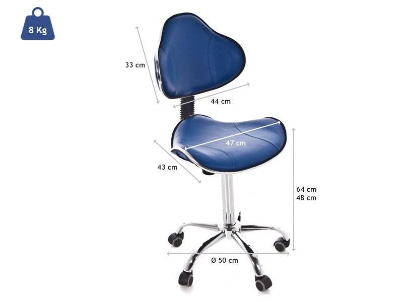 QUIRUMED Ergonomic stool with gas lift and 5 wheels. Silver