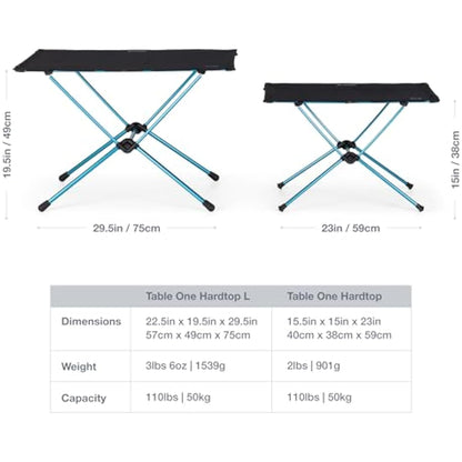 Helinox Table One Hardtop Large | Weather resistant, Lightweight and Collapsable, Portable, Outdoor Camping Table - Supports up to 50 kg in weight (Black)