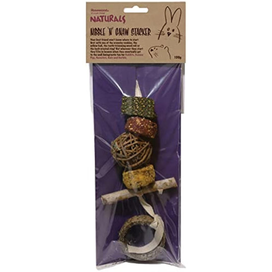 Rosewood Naturals Nibble ‘N’ Gnaw Stacker, Small Animal Treat and Gnaw Toy for Rabbits, Guinea Pigs, Chinchillas, Hamsters, Gerbils, Mice and Rats, 100g