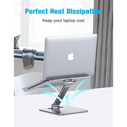 Babacom Laptop Stand Lap Desk, Ergonomic Foldable Computer Stand with Adjustable Height, Ventilated Aluminium Alloy Riser Compatible with MacBook Air, Pro, All 10-16" Laptops (Silver)