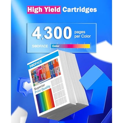SODFACE 6510 6510XL Toner Cartridges Compatible for 6510 6515XL Xerox WorkCentre 6515 Toner 6515 6515N 6515DN 6515DNI 6515DNM Phaser 6510DN 6510DNI 6510N Printers (4 Pack, Black Cyan Yellow Magenta)