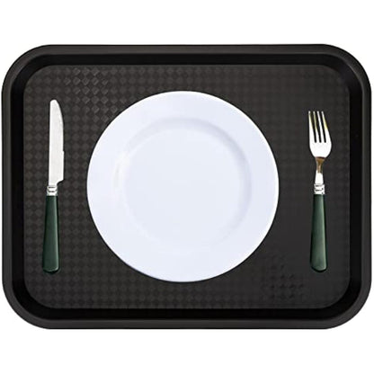 Yarlung 12 Pack Fast Food Tray, 13.8 x 10.5 Inch/35 x 26.7 cm Plastic Restaurant Serving Tray for Coffee Table, Kitchen, Party, Black