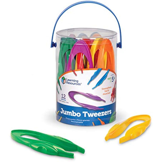 Learning Resources Jumbo Tweezers, Sorting & Counting, Preschool Science, Homeschool, Toddler Fine Motor Skill Development, Tuff Tray Accessories, Set of 12