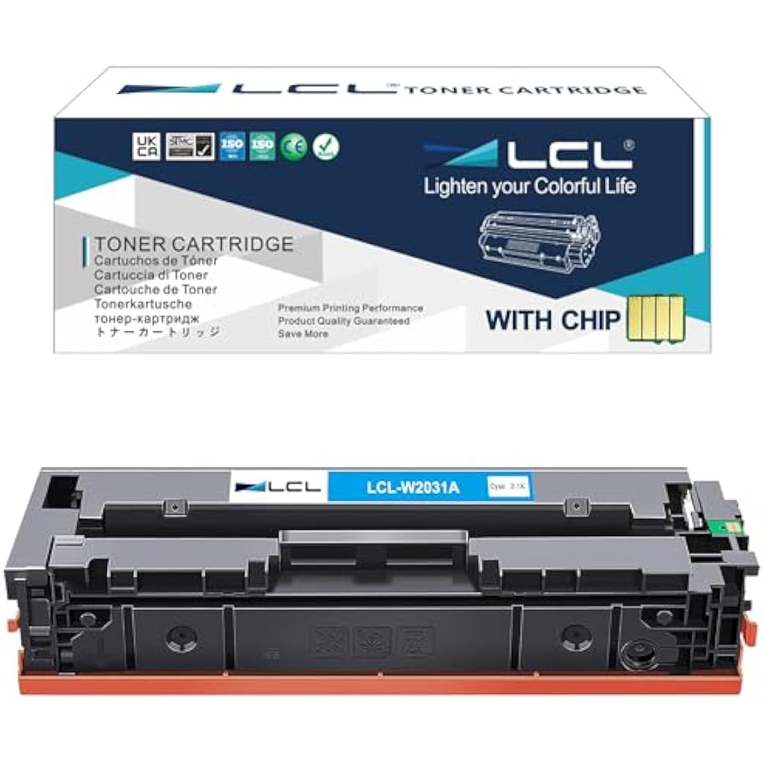LCL Compatible Toner Cartridge 415A W2031A (With OEM CHIP) (1PK Cyan) Replacement for HP COLOR LASERJET PRO M454 M454DW M454NW M454DN M479 M479FDN M479FNW M479DW M479FDW MFP M480f MFP M455dn