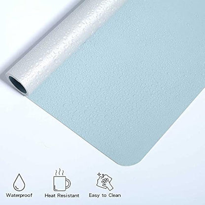 DOBAOJIA Desk Pad XX-Large, Desk Mat, Desk Blotter, Laptop Pad, Extended Mouse Mat, Mouse Pad XXL, Writing Pad for Office/Home, Dual-Side Use PU Leather Waterproof 35.4" X 16.9"(Light Blue/Silver)