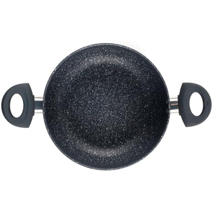 Russell Hobbs RH03410EU7 Nightfall Stone 28cm Stockpot - Non-Stick Saucepan, Tempered Glass Lid, Induction Safe, Durable Aluminum Cookware, Soup Pan, Easy Clean