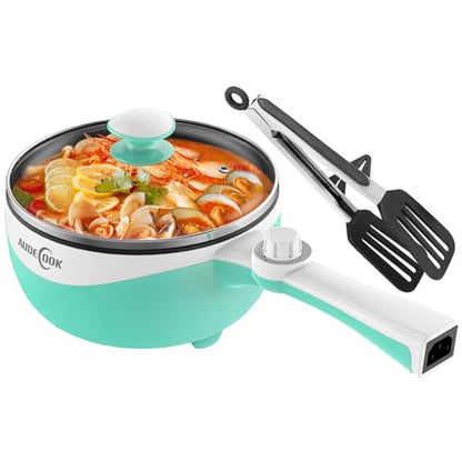 Audecook Hot Pot Electric,Mini Electric Skillet Portable Nonstick Saut Pan with Power Adjustment, Rapid Ramen Cooker Travel Multicooker Electric Pot