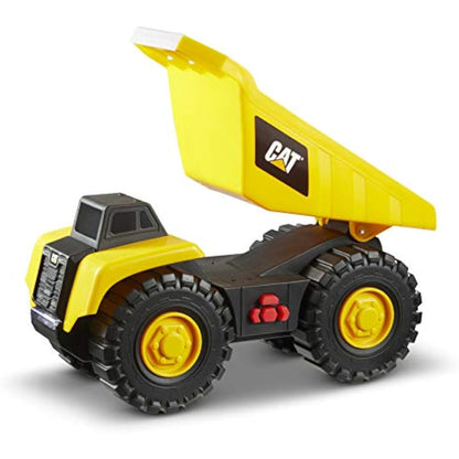 CatToysOfficial Construction Tough Machines Dump Truck Vehicle, free-wheeling with Lights & Sounds and movable bin. For children aged 3+, Yellow