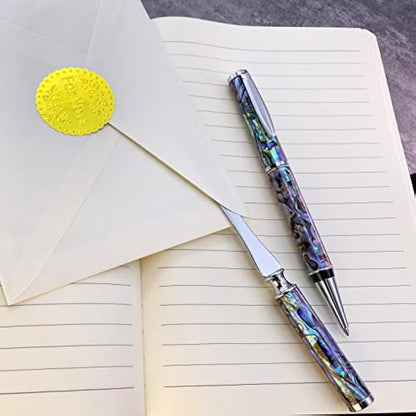 LACHIEVA LUX Luxury Abalone Shell Ballpoint Pen & Letter Opener Set, Unique Gift for Men & Women, Great for Christmas and Special Occasions