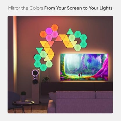 Nanoleaf Shapes Ultra Black Hexagon Starter Kit, 9 Smart Light Panels LED RGBW - Modular Wi-Fi Colour Changing Wall Lights, Works with Alexa Google Assistant Apple Homekit, for Room Decor & Gaming