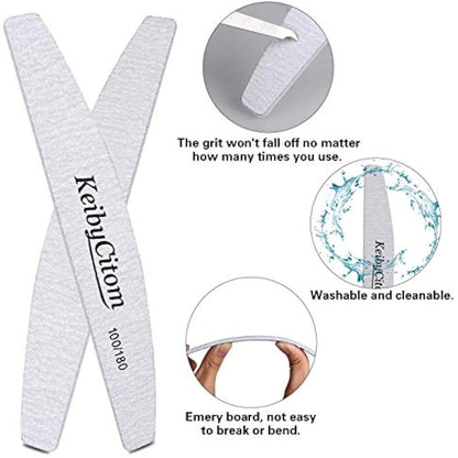 Professional Nail Files 16 Pcs Double Sided Emery Board(100/180 Grit) Manicure Tools Nail File - Natural Gel and Acrylic Nails for Home and Salon Use
