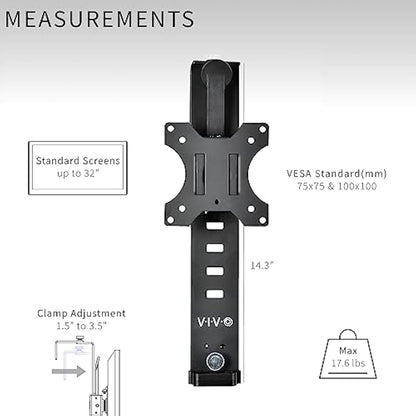VIVO Black Office Cubicle Bracket VESA Monitor Mount Stand Hanger Attachment Adjustable Clamp for 17 to 32 inch Screen (MOUNT-CUB1)