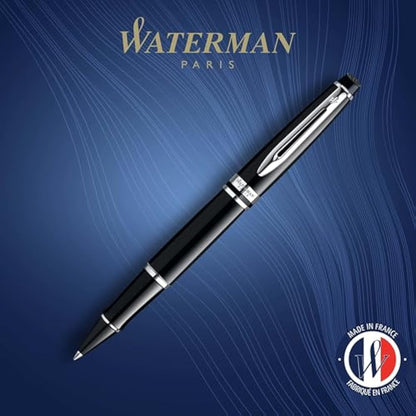 Waterman Expert Rollerball Pen | Gloss Black with Chrome Trim | Fine Point | Black Ink | Gift Box