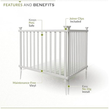 Zippity Outdoor Products ZP19037 No Dig Baskenridge Semi-Permanent Vinyl Fence, White (36in H x 42in W)-2 Pack, 36" H x 42" W(Flat)