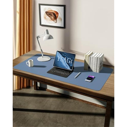 YSAGi Leather Desk Mat, Large Mouse Mat, Non-Slip Desk Pad, Waterproof PU Leather Table Protector Writing Pad for Office and Home (90 x 43 cm, Sea Blue)