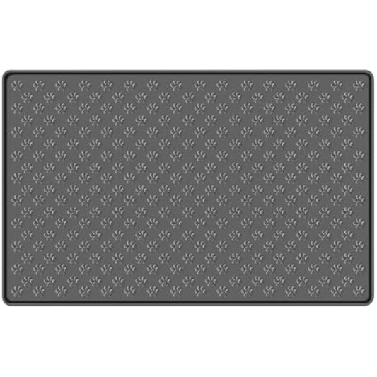 MOACC Dog Food Mat, Silicone Pet Feeding Mat, Non Slip & Waterproof Bowl Mat for Dog and Cat, 47 x 30 cm, Grey Paw Pattern