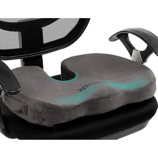 foverhom Gel Seat Cushion for Long Sitting,Office Chair Cushion for Tailbone Pain Relief,Non Slip Orthopedic 50 Density Slow Rebound Memory Foam Car Seat Cushion with Handle and Concealed Zipper
