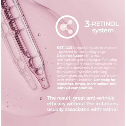 Sesderma Retiage Liposomal Serum – Anti-aging serum with 3 retinoids – Wrinkles, firmness, and hydration – 30 ml