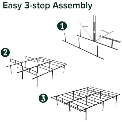 Zinus Justin King size Bed frame - Bed 150x200 cm - 36cm Height - Metal bed frame with Underbed storage and steel slat support - Black
