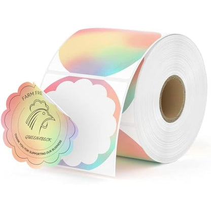 MUNBYN Flower Thermal Label Stickers, 58mm x 58mm Rainbow Colour Thermal Labels, Multi-Purpose Stickers for Business, DIY Logo Design, 500 Sheet/1 Roll