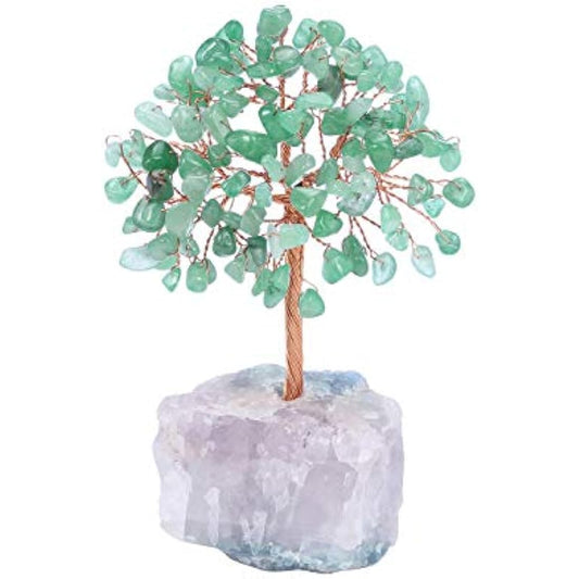 JSDDE Green Aventurine Crystal Tree Healing Crystals Gemstones Feng Shui Tree Natural Tumbled Stones Money Life Tree Figurines