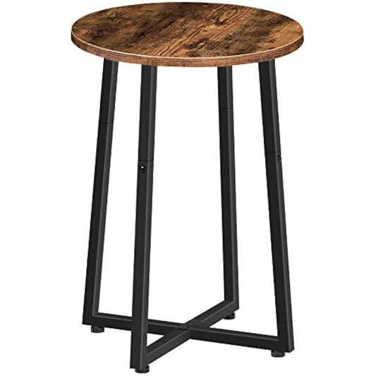 HOOBRO Side Table, Round Small Table, Small Bedside Table, Coffee Table with Metal Frame, Industrial Round Sofa Tables Hallway for Living Room, Sturdy,Rustic Brown EBF95BZ01