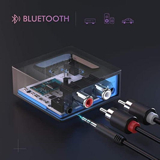 esinkin Bluetooth Receiver for Music Streaming Sound System, Bluetooth Audio Adapter for PC/Mac/Smartphone/Tablet/AV Receiver, with on/off Switch