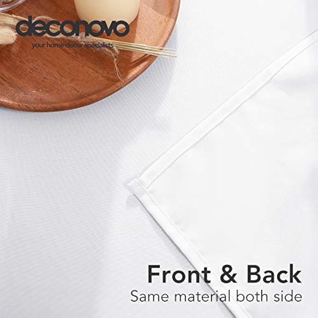 Deconovo Christmas Decorations Home Decorative Oxford Wipeable Tablecloth Rectangle Water Resistant Tablecloth for Patio Table Table 140x240cm(55x95in) White