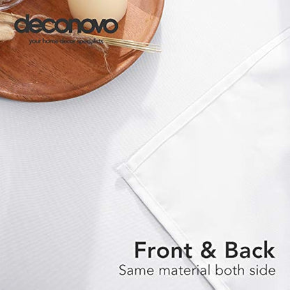 Deconovo Christmas Decorations Home Decorative Oxford Wipeable Tablecloth Rectangle Water Resistant Tablecloth for Patio Table 130x280cm(51x110in) White
