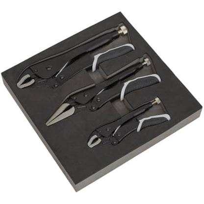 Sealey Ak6863B Locking Pliers Set 3Pc Quick Release Black Series