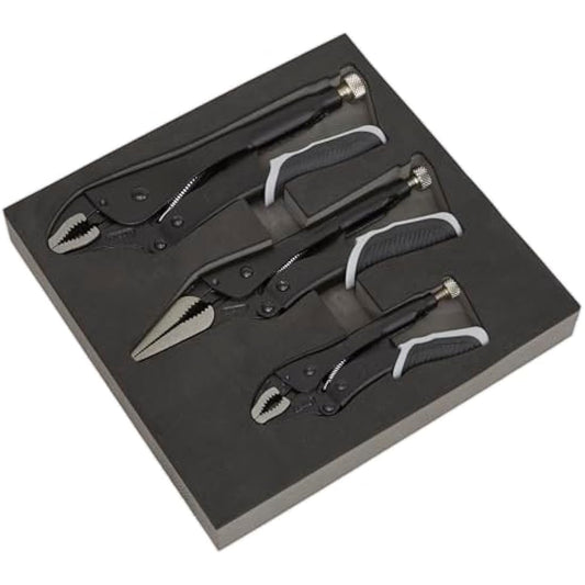 Sealey Ak6863B Locking Pliers Set 3Pc Quick Release Black Series