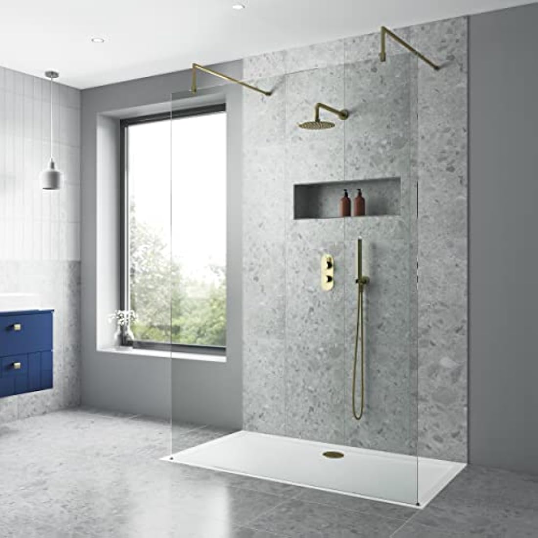 nuie NSR014 Trays Modern Bathroom Slip Resistant Rectangular Shower Tray, 9000mm x 1000mm, Matt White